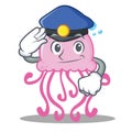 Police cute jellyfish character cartoon