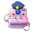 Police cute retro instant camera on cartoon