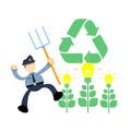 police officer and healthy nature light recycle cartoon doodle flat design vector illustration