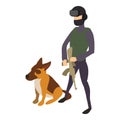 Police cynologist dog icon, isometric style
