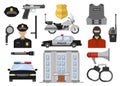 Police Decorative Flat Icons Set