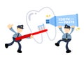 police officer and dental care cartoon doodle flat design vector illustration