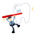 police officer and dental care cartoon doodle flat design vector illustration