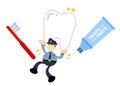 police officer and dental care cartoon doodle flat design vector illustration