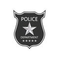 Police department badge. Shield of cop. Badge of officer police. emblem of sheriff. Symbol of security, law, protect, detective,