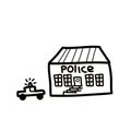 Police department building linear icon. Thin line illustration. Contour symbol. Vector isolated outline drawing Royalty Free Stock Photo