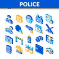 Police Department Isometric Icons Set Vector