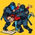 Police detain a protester, the violence against the opposition Royalty Free Stock Photo