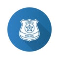 Police detective badge flat design long shadow glyph icon