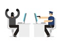 Police Detention Hacker cybercriminal. Virtual Cop and Robber an Royalty Free Stock Photo