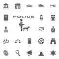 Police with dog icon. Police and juctice icon set. Royalty Free Stock Photo