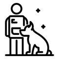 Police dog training icon, outline style Royalty Free Stock Photo