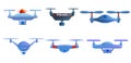 Police drone icons set, cartoon style