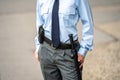 police equipment for defense and coercive means on the belt Royalty Free Stock Photo