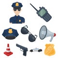 Police equipment, police, prisoners, protection of citizens.Police icon in set collection on cartoon style vector symbol