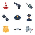 Police equipment, police, prisoners, protection of citizens.Police icon in set collection on cartoon style vector symbol Royalty Free Stock Photo