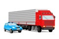 Police Escort and Trailer Flat Vector Illustration Royalty Free Stock Photo