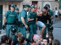 Police evicts a protest against a bull run.