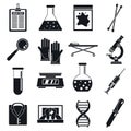 Police expert laboratory icons set, simple style