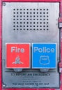 Police and Fire Department call box, alarm box, Gamewell box, close-up, Manhattan, New York City, NY Royalty Free Stock Photo