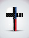 Police and Firefighter Support Cross Illustration