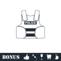 Police flak jacket or bulletproof vest icon flat