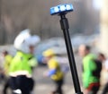 police flashing siren and a traffic officer