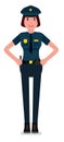 Police: Friendly Female Officer. Cartoon flat vector character illustration.