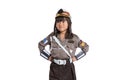 Police girl wearing a uniform with two hands on her waist Royalty Free Stock Photo