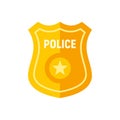 Police gold badge icon flat isolated vector Royalty Free Stock Photo