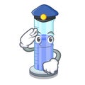 Police graduated cylinder with on mascot liquid