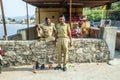 Police guards the parking lot at Amber fort