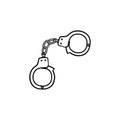 Police handcuffs hand drawn outline doodle icon. Royalty Free Stock Photo