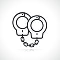 Police handcuffs thin line icon isolated design