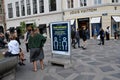 Police health corona virus warning for tourists in Copenhagen