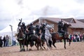 Police on horseback began to shoot at the sky in front of the au