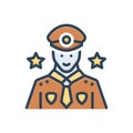 Color illustration icon for Police, profession and guard