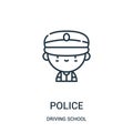 police icon vector from driving school collection. Thin line police outline icon vector illustration Royalty Free Stock Photo