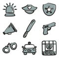 Police Icons Freehand 2 Color Royalty Free Stock Photo