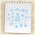 Police icons set on paper note, vector illustration Royalty Free Stock Photo