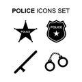 Police icons set. Vector illustration Royalty Free Stock Photo