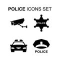 Police icons set. Vector illustration Royalty Free Stock Photo