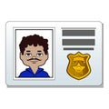 Police ID icon cartoon vector. Detective card