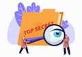 Police, Intelligence Service, Spies, Watchers Searching for Top Secret Files with Magnifier Glass. Police Private Detectives Royalty Free Stock Photo