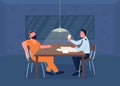 Police interrogation flat color vector illustration Royalty Free Stock Photo