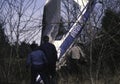 Police and investigators investigate a plane ctrash in Bowie, Marylanda Royalty Free Stock Photo