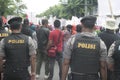 Police Keeping Traditional Market Traders Action Demonstration Sukarno in Sukoharjo