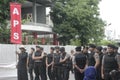 Police Keeping Traditional Market Traders Action Demonstration Sukarno in Sukoharjo