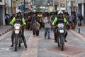 Police leading a group of dancers