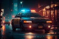 Police lights and Police car in New York. Police car with red and blue emergency. Emergency vehicle lighting. Royalty Free Stock Photo